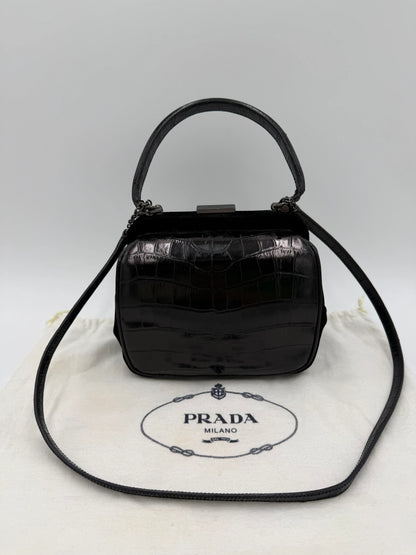 Prada-Borsa-Vintage-in-Pelle-Goffrata-Coccodrillo-Nera-70135140811076 - Pally Vintage Closet