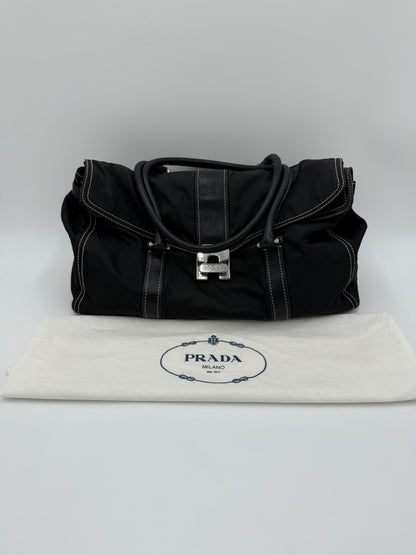 Prada Borsa a Spalla Vintage in Nylon e Pelle Nera - Pally Vintage Closet