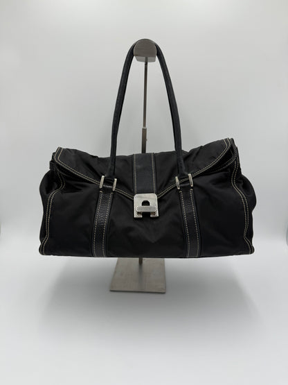 Prada Borsa a Spalla Vintage in Nylon e Pelle Nera - Pally Vintage Closet