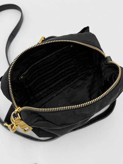 Prada Borsa a Tracolla Vintage Fiocco Mini in Nylon Nero