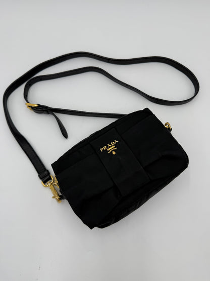 Prada Borsa a Tracolla Vintage Fiocco Mini in Nylon Nero - Pally Vintage Closet