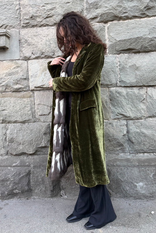 Prada Cappotto Vintage Velluto e Pelliccia Verde - Pally Vintage Closet