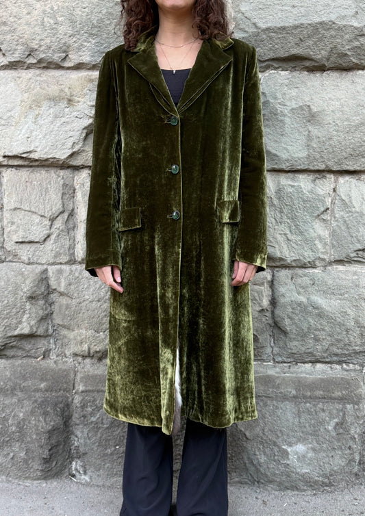 Prada Cappotto Vintage Velluto e Pelliccia Verde - Pally Vintage Closet