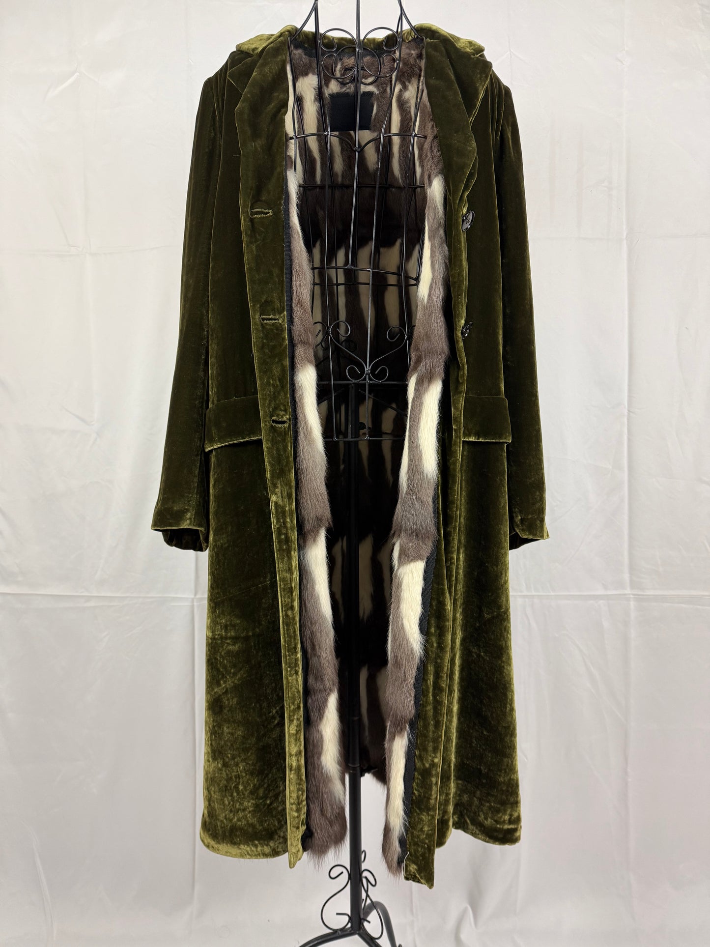 Prada Cappotto Vintage Velluto e Pelliccia Verde - Pally Vintage Closet