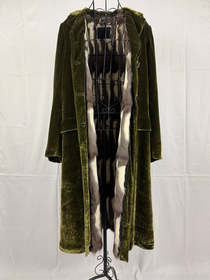 Prada Cappotto Vintage Velluto e Pelliccia Verde - Pally Vintage Closet