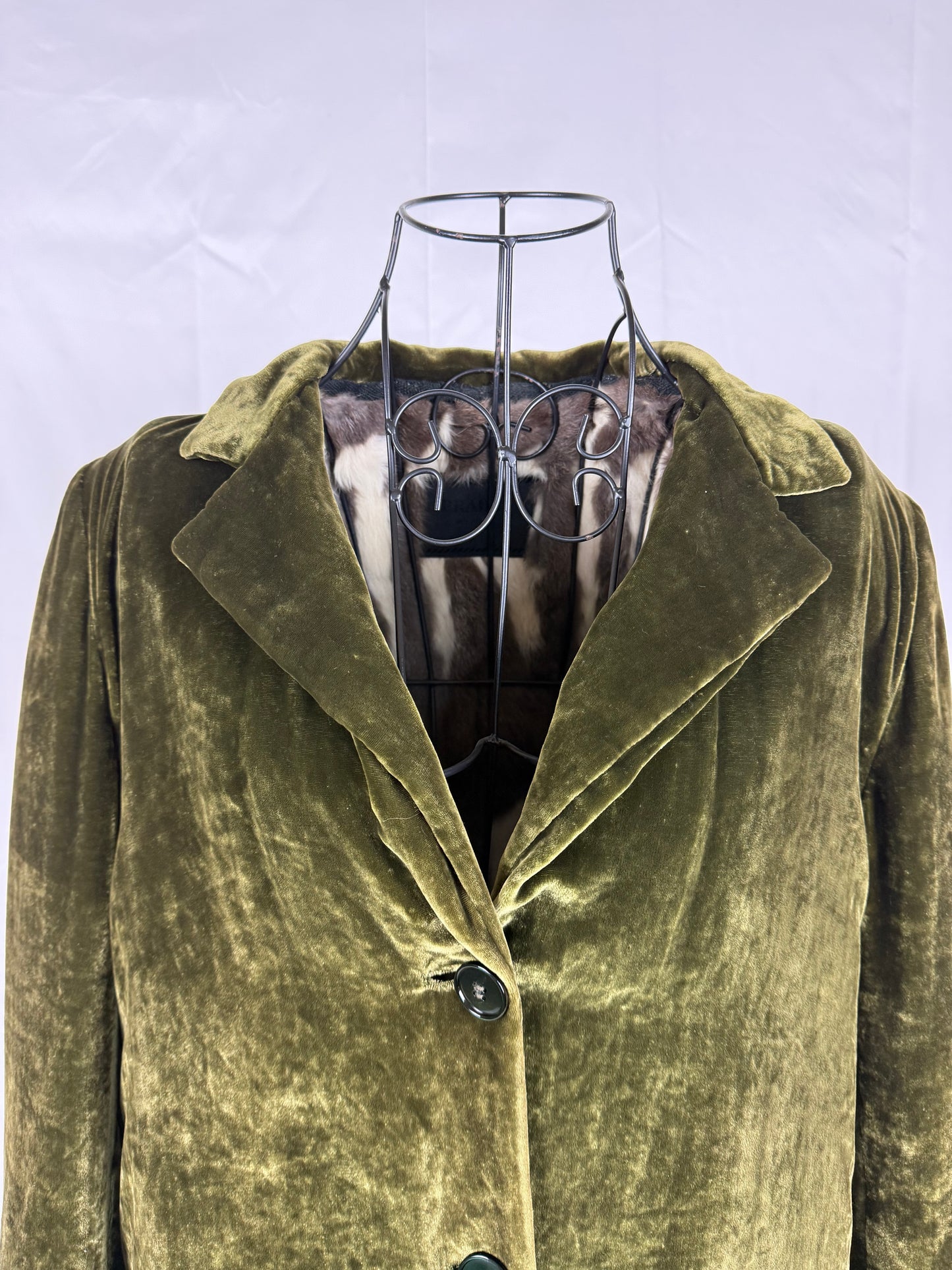 Prada Cappotto Vintage Velluto e Pelliccia Verde - Pally Vintage Closet