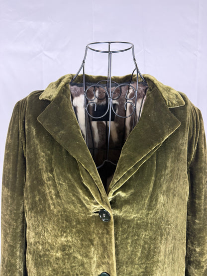 Prada Cappotto Vintage Velluto e Pelliccia Verde - Pally Vintage Closet
