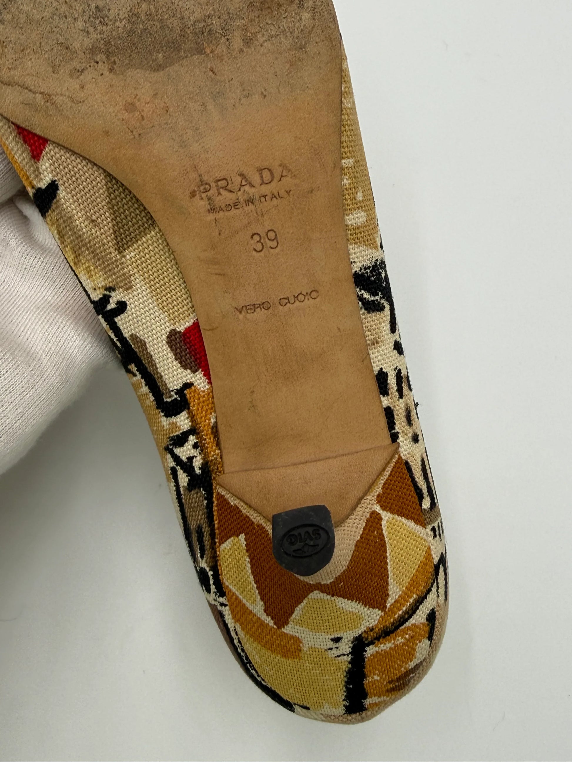 Prada Décolleté Venice Postcard 2004 in Tela Jacquard Beige - Pally Vintage Closet