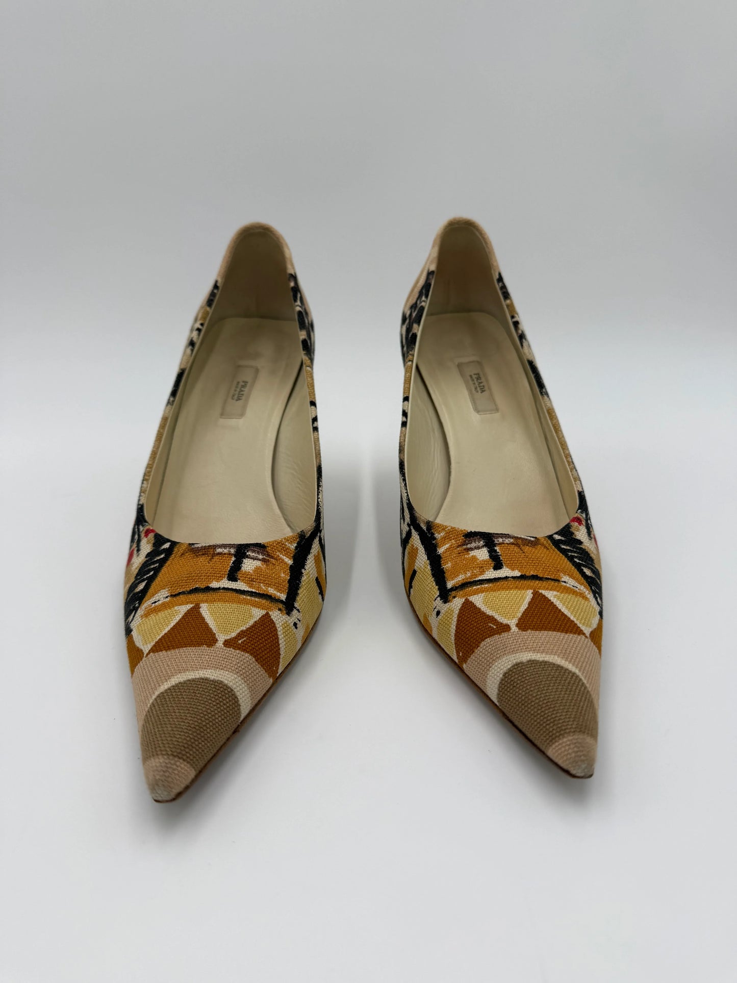 Prada Décolleté Venice Postcard 2004 in Tela Jacquard Beige - Pally Vintage Closet