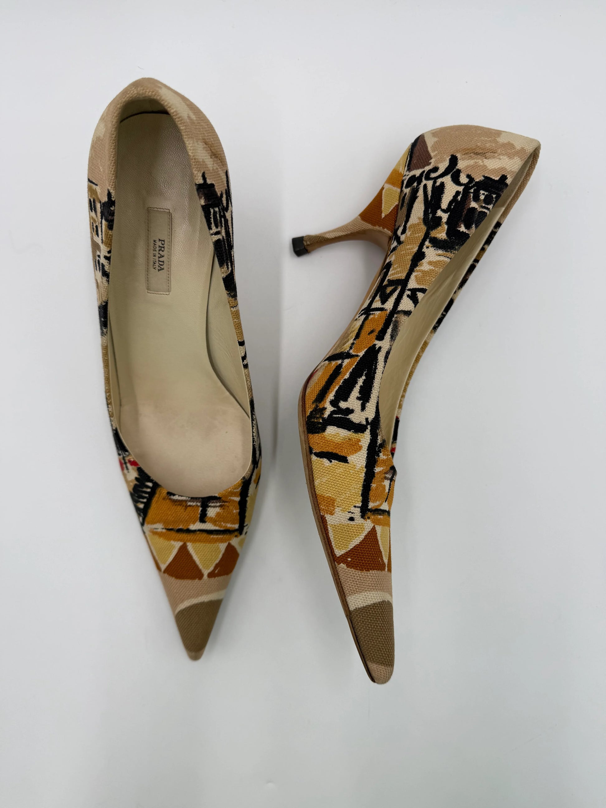 Prada Décolleté Venice Postcard 2004 in Tela Jacquard Beige - Pally Vintage Closet