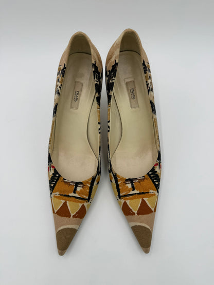 Prada Décolleté Venice Postcard 2004 in Tela Jacquard Beige - Pally Vintage Closet