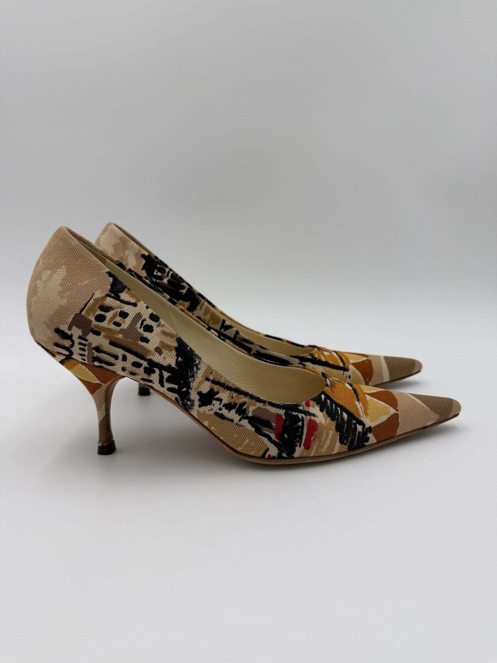 Prada Décolleté Venice Postcard 2004 in Tela Jacquard Beige - Pally Vintage Closet