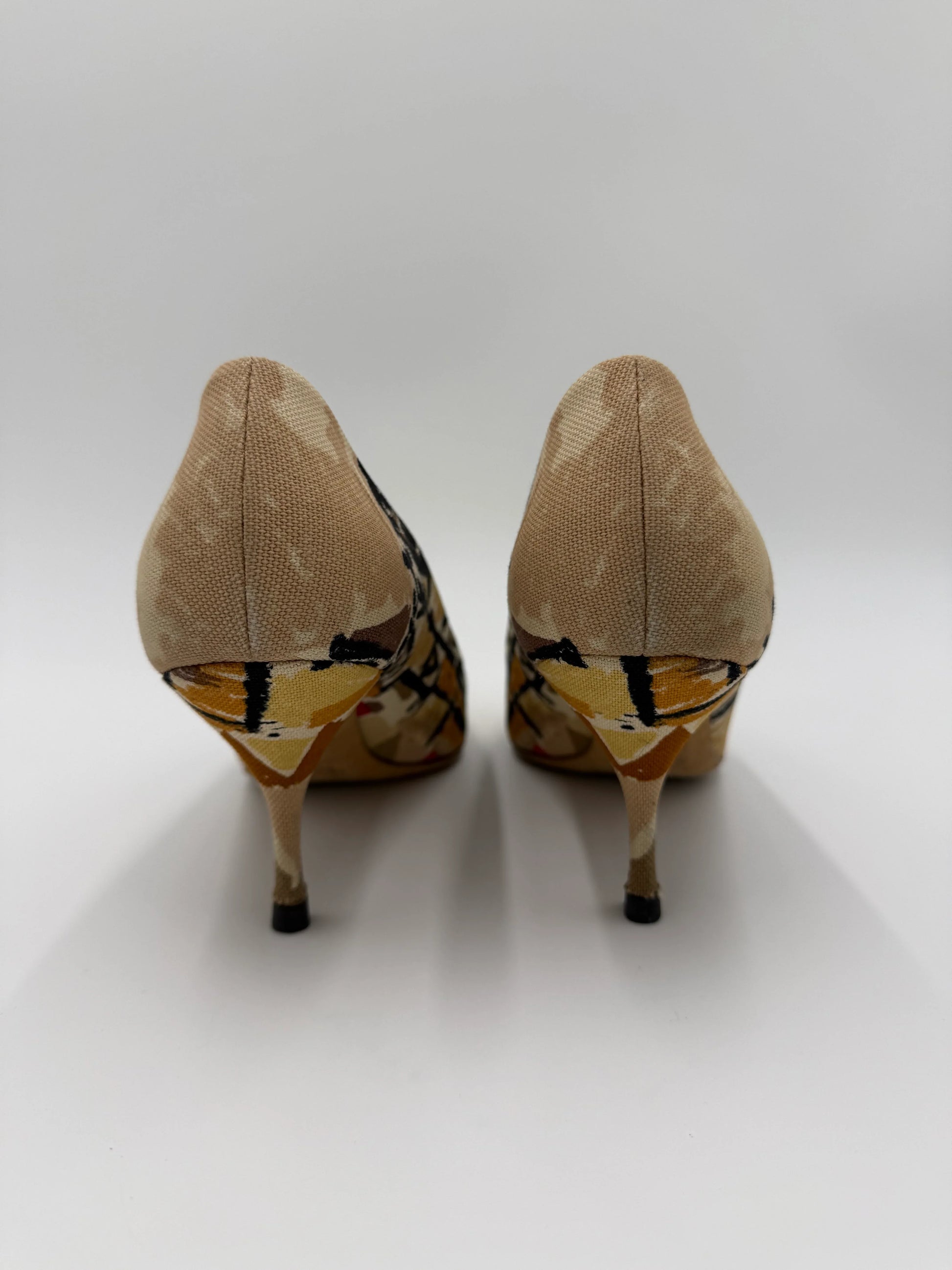 Prada Décolleté Venice Postcard 2004 in Tela Jacquard Beige - Pally Vintage Closet