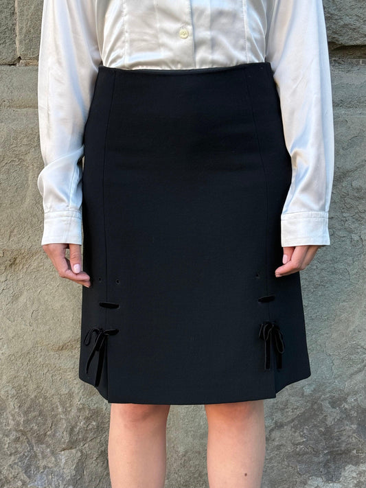 Prada-Gonna-Vintage-in-Lana-Vergine-con-Dettagli-in-Velluto-Nero-70397340549444 - Pally Vintage Closet