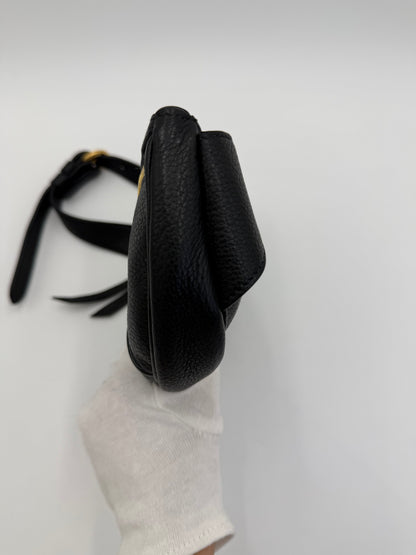 Prada Marsupio in Pelle Martellata Nera con Hardware Dorato