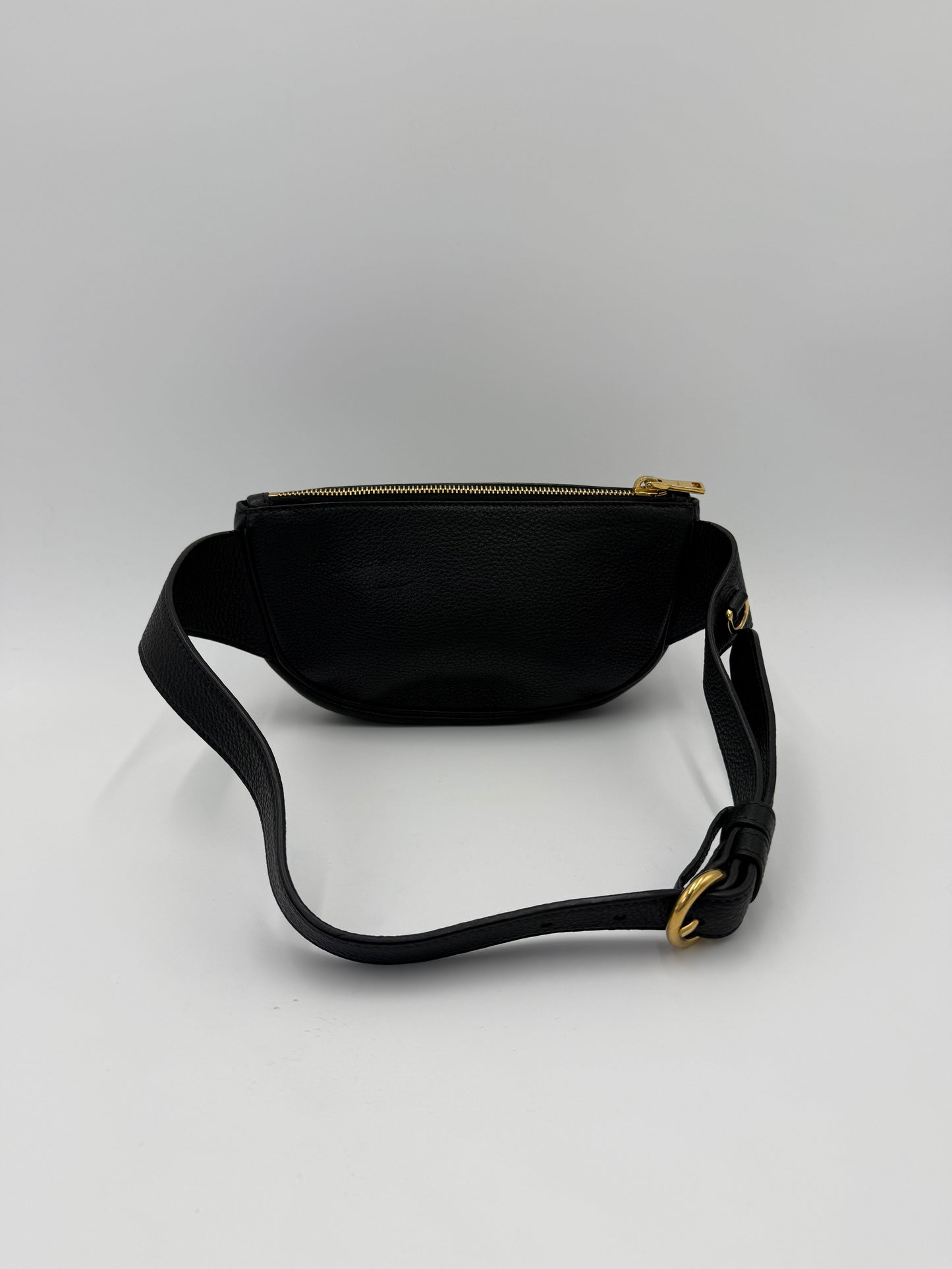 Prada Marsupio in Pelle Martellata Nera con Hardware Dorato