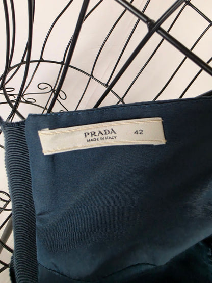 Prada Minigonna a Palloncino in Misto Seta Ottanio