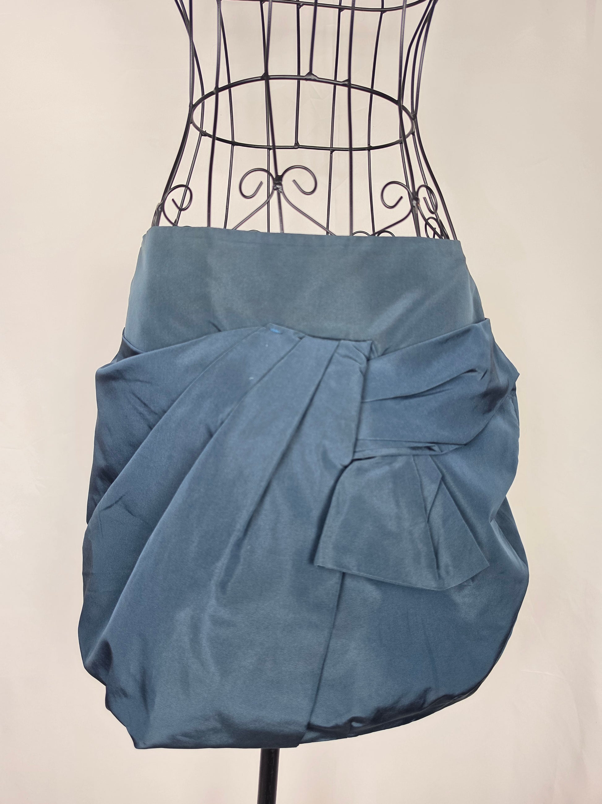 Prada Minigonna a Palloncino in Misto Seta Ottanio - Pally Vintage Closet
