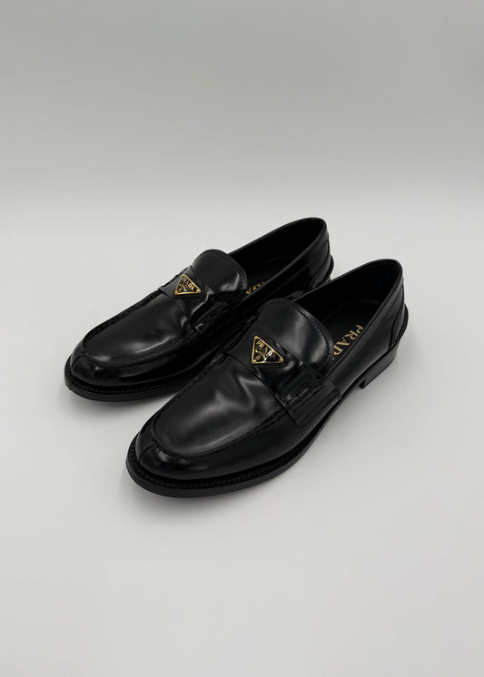 Prada Mocassini in Pelle Spazzolata Neri