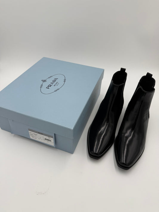 Prada Stivaletti Chelsea in Pelle Spazzolata Nero - Pally Vintage Closet