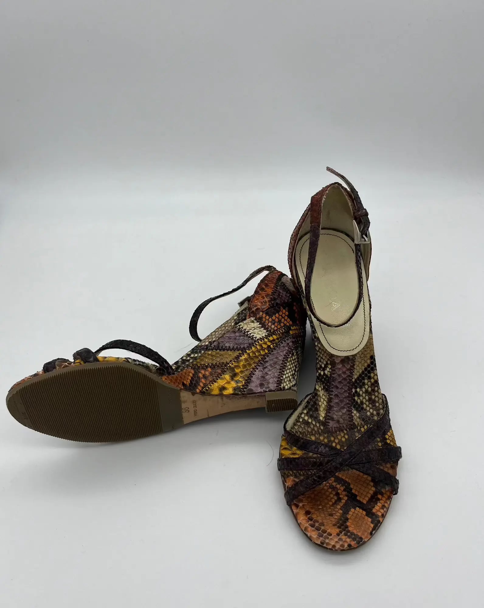 Prada Vintage Multicolor Python Leather Wedges - Vintage Prada Shoes
