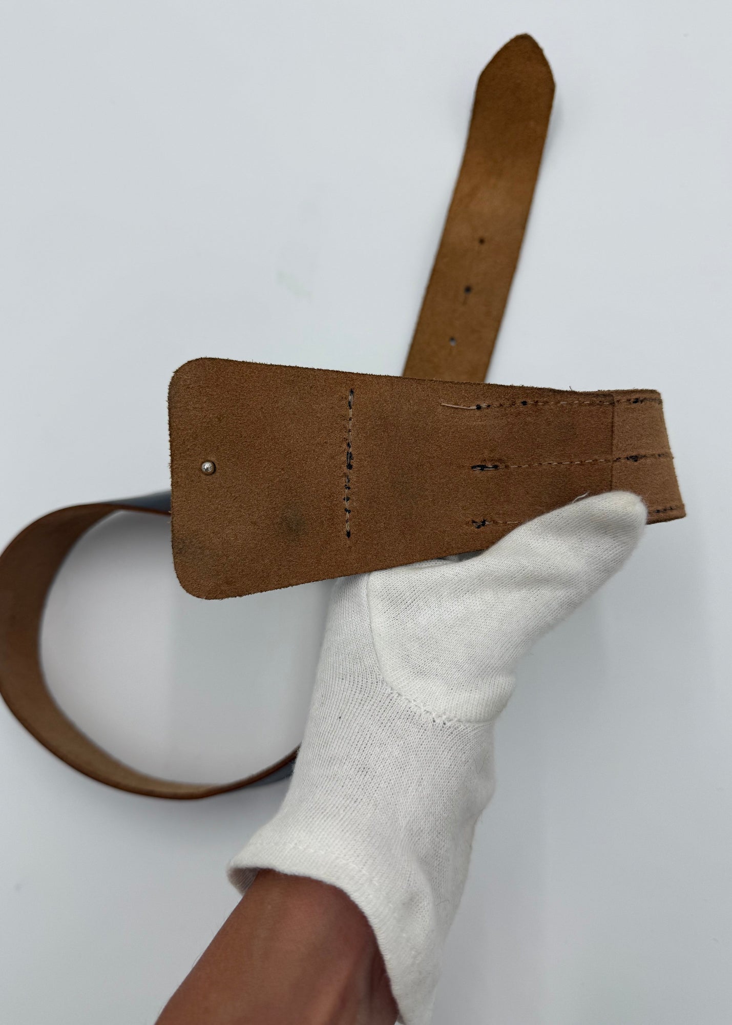 R13 Cintura Logo in Pelle Marrone