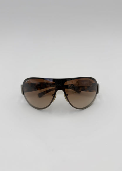Ray-Ban Occhiali da Sole Vintage Modello Maschera Shield Y2K Marrone Tartarugato - Pally Vintage Closet
