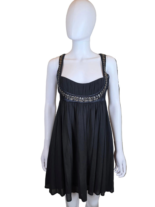 Richmond Abito Corto Vintage in Seta con Dettagli Gioiello Nero - Pally Vintage Closet