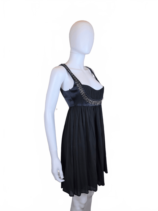 Richmond Abito Corto Vintage in Seta con Dettagli Gioiello Nero - Pally Vintage Closet