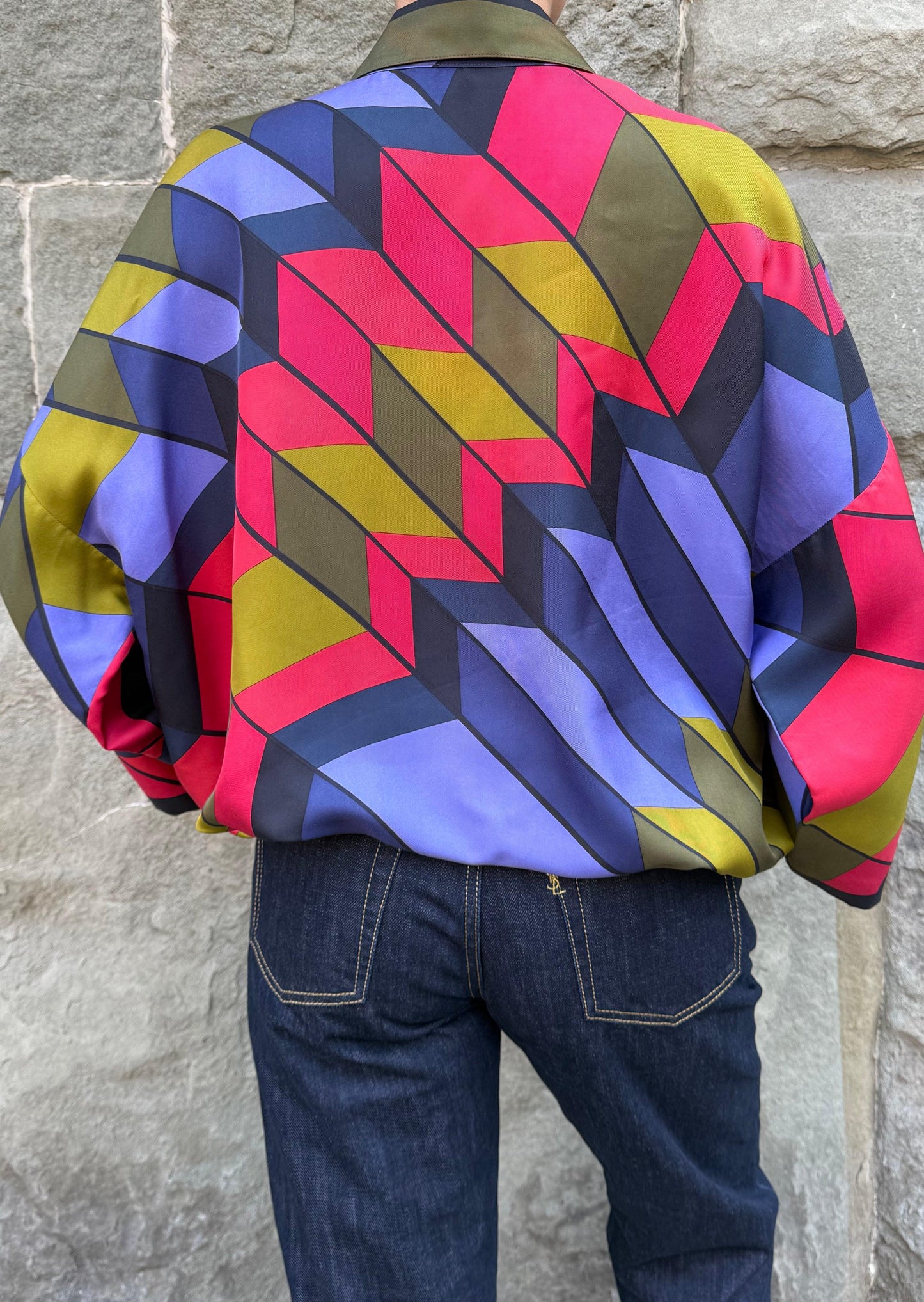 Roberta di Camerino Blusa Vintage in Seta Stampa Geometrica - Pally Vintage Closet