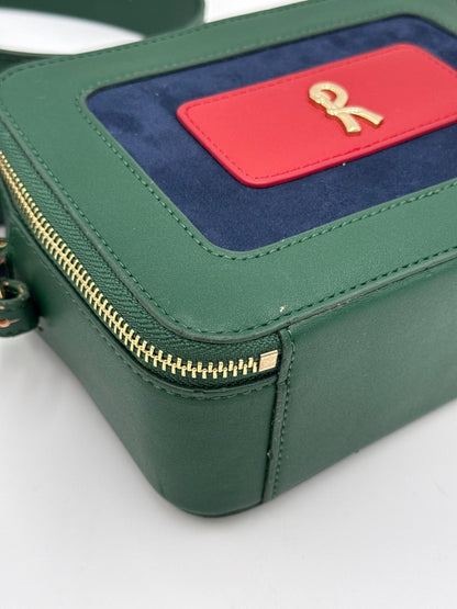 Roberta di Camerino Borsa a Tracolla Tricolore in Pelle e Camoscio Verde - Pally Vintage Closet