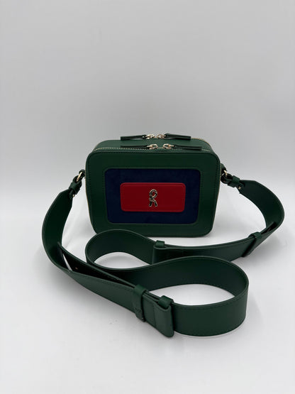 Roberta di Camerino Borsa a Tracolla Tricolore in Pelle e Camoscio Verde - Pally Vintage Closet