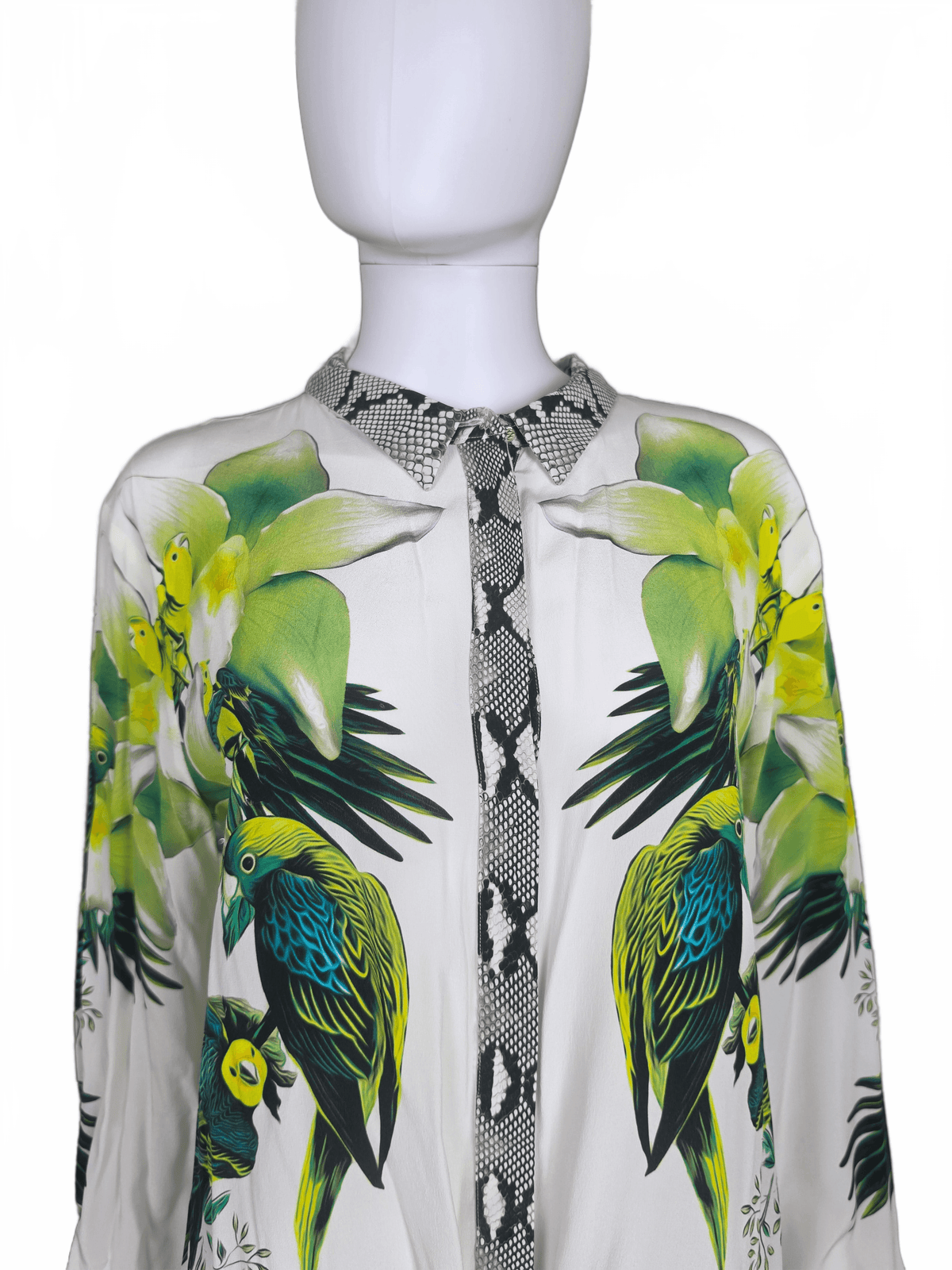 Roberto Cavalli Abito Chemisier in Seta Stampa Tropical e Pitone - Pally Vintage Closet