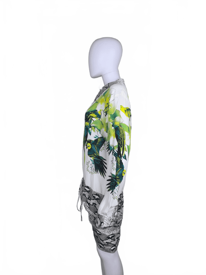 Roberto Cavalli Abito Chemisier in Seta Stampa Tropical e Pitone - Pally Vintage Closet