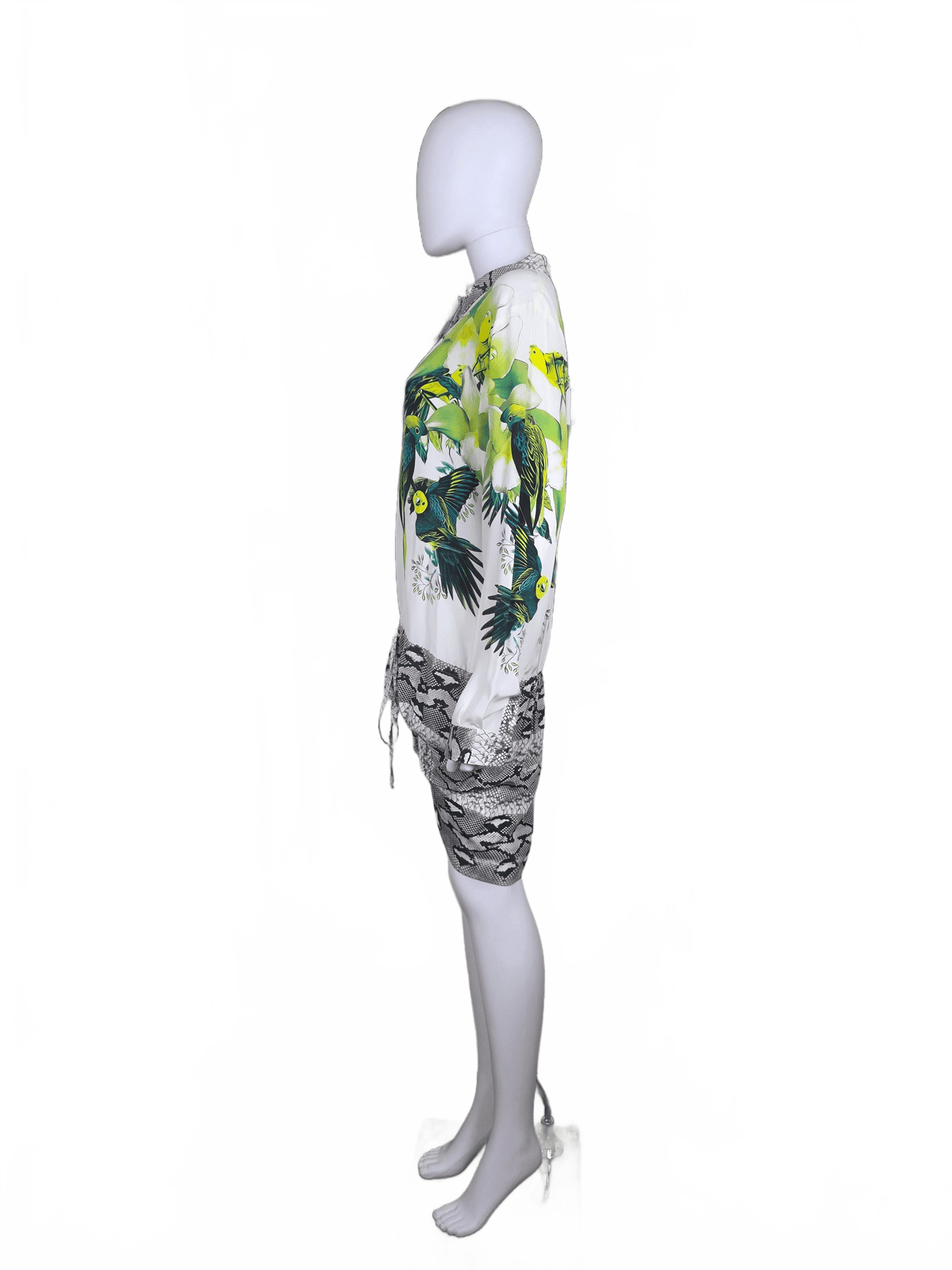 Roberto Cavalli Abito Chemisier in Seta Stampa Tropical e Pitone - Pally Vintage Closet