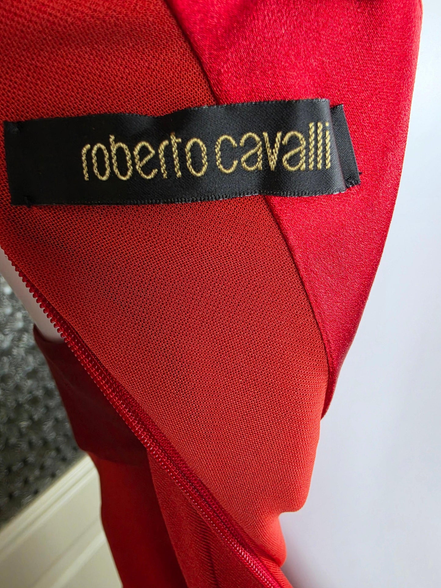 Roberto Cavalli Red Draped Vintage Cocktail Dress