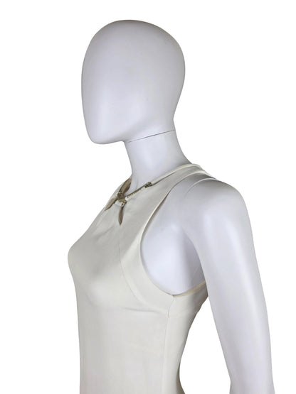 Roberto Cavalli Abito Lungo con Dettaglio Gioiello Dorato Bianco Panna - Pally Vintage Closet