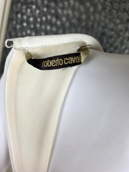 Roberto Cavalli Abito Lungo con Dettaglio Gioiello Dorato Bianco Panna - Pally Vintage Closet