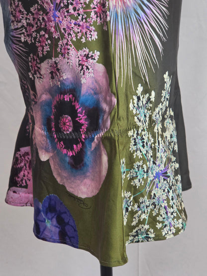 Roberto Cavalli Abito Mini Vintage in Pura Seta Stampa Botanica Verde - Pally Vintage Closet