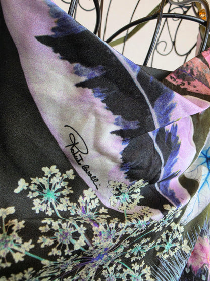 Roberto Cavalli Abito Mini Vintage in Pura Seta Stampa Botanica Verde - Pally Vintage Closet