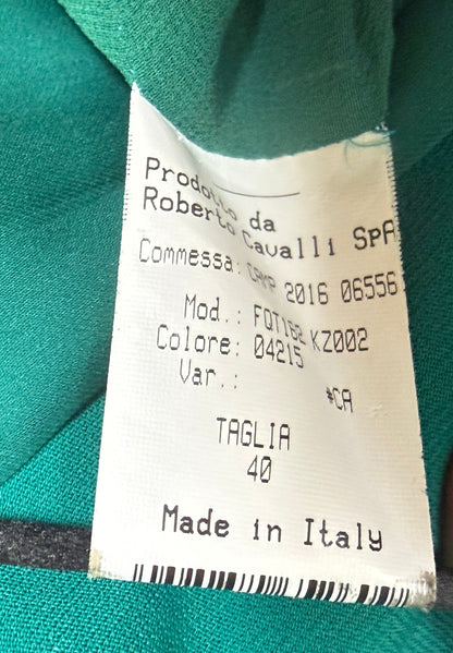 Roberto Cavalli Abito Trapezio Verde Smeraldo con Maniche in Chiffon - Pally Vintage Closet