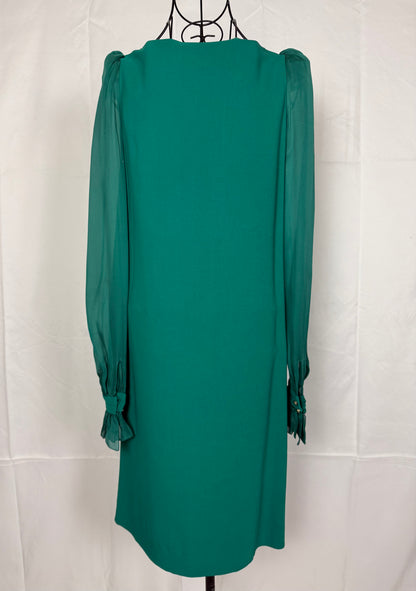 Roberto Cavalli Abito Trapezio Verde Smeraldo con Maniche in Chiffon - Pally Vintage Closet