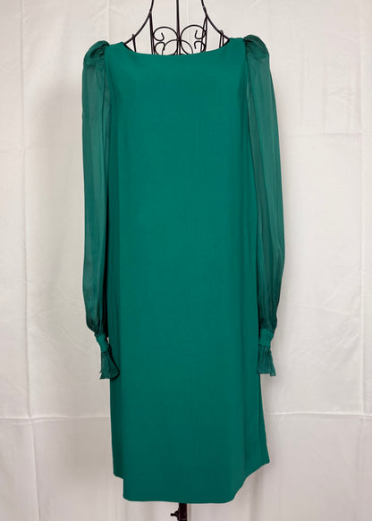 Roberto Cavalli Abito Trapezio Verde Smeraldo con Maniche in Chiffon - Pally Vintage Closet
