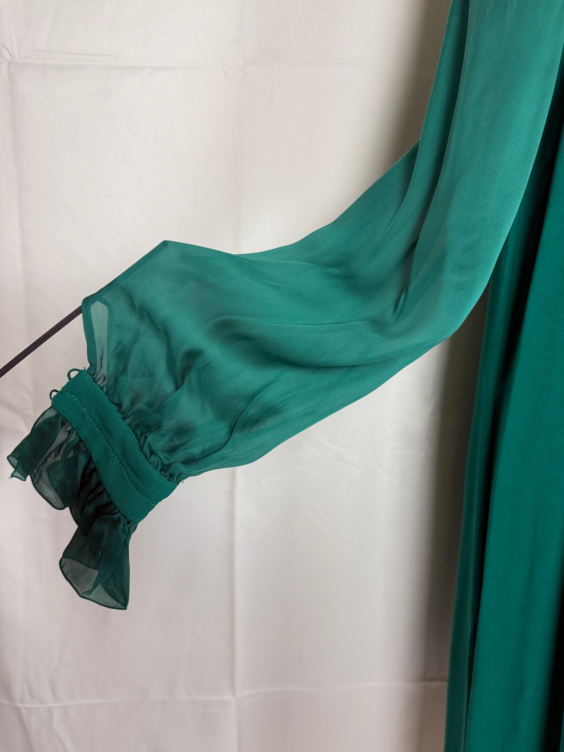 Roberto Cavalli Abito Trapezio Verde Smeraldo con Maniche in Chiffon - Pally Vintage Closet