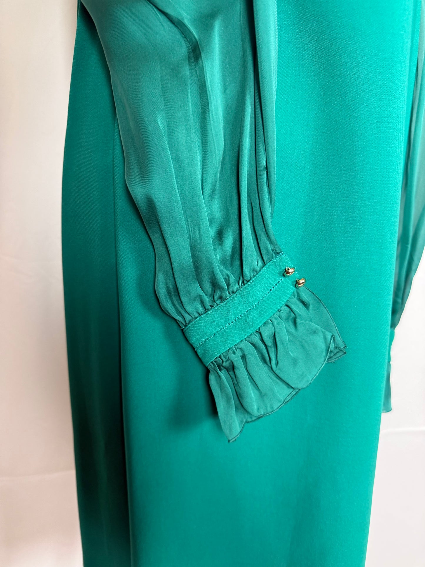 Roberto Cavalli Abito Trapezio Verde Smeraldo con Maniche in Chiffon - Pally Vintage Closet
