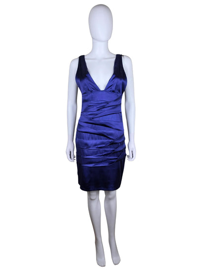 Roberto Cavalli Abito Vintage Drappeggiato in Seta Viola Scuro - Pally Vintage Closet