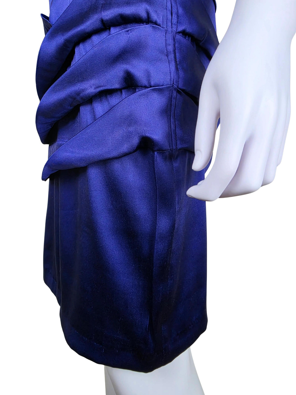 Roberto Cavalli Abito Vintage Drappeggiato in Seta Viola Scuro - Pally Vintage Closet