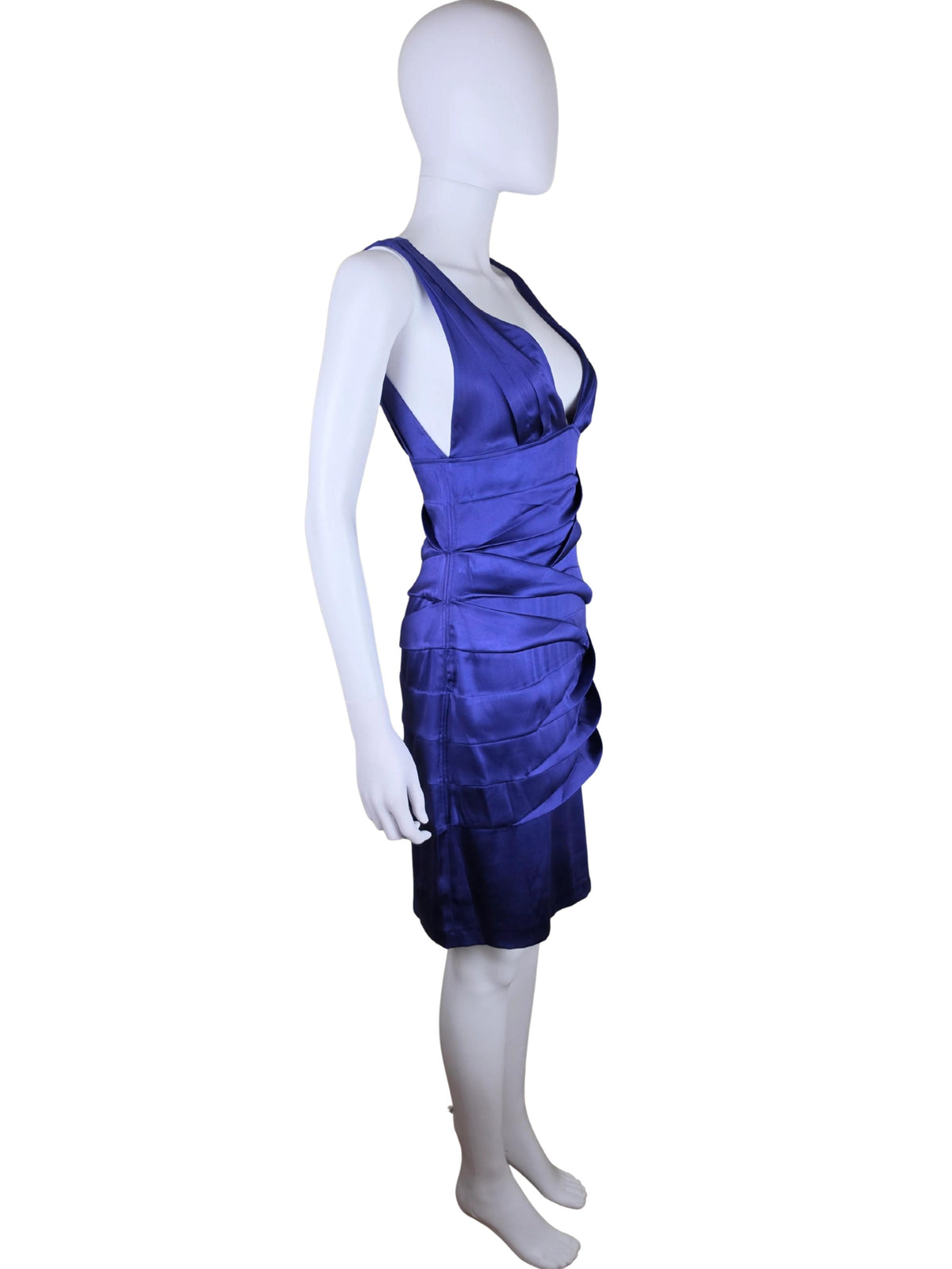Roberto Cavalli Abito Vintage Drappeggiato in Seta Viola Scuro - Pally Vintage Closet