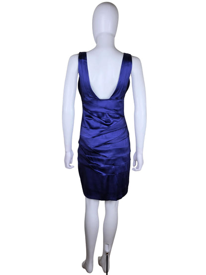 Roberto Cavalli Abito Vintage Drappeggiato in Seta Viola Scuro - Pally Vintage Closet