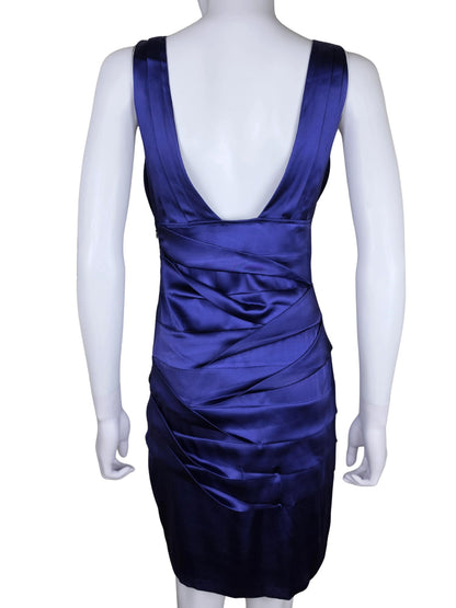 Roberto Cavalli Abito Vintage Drappeggiato in Seta Viola Scuro - Pally Vintage Closet